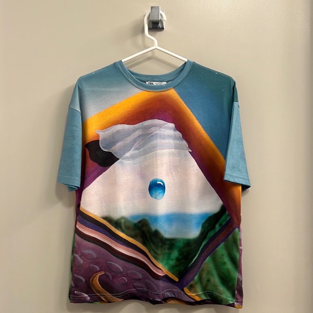 Zara Artistic Graphic Short Sleeve Tee x Larissa De Jesus Negron Size Small NWT